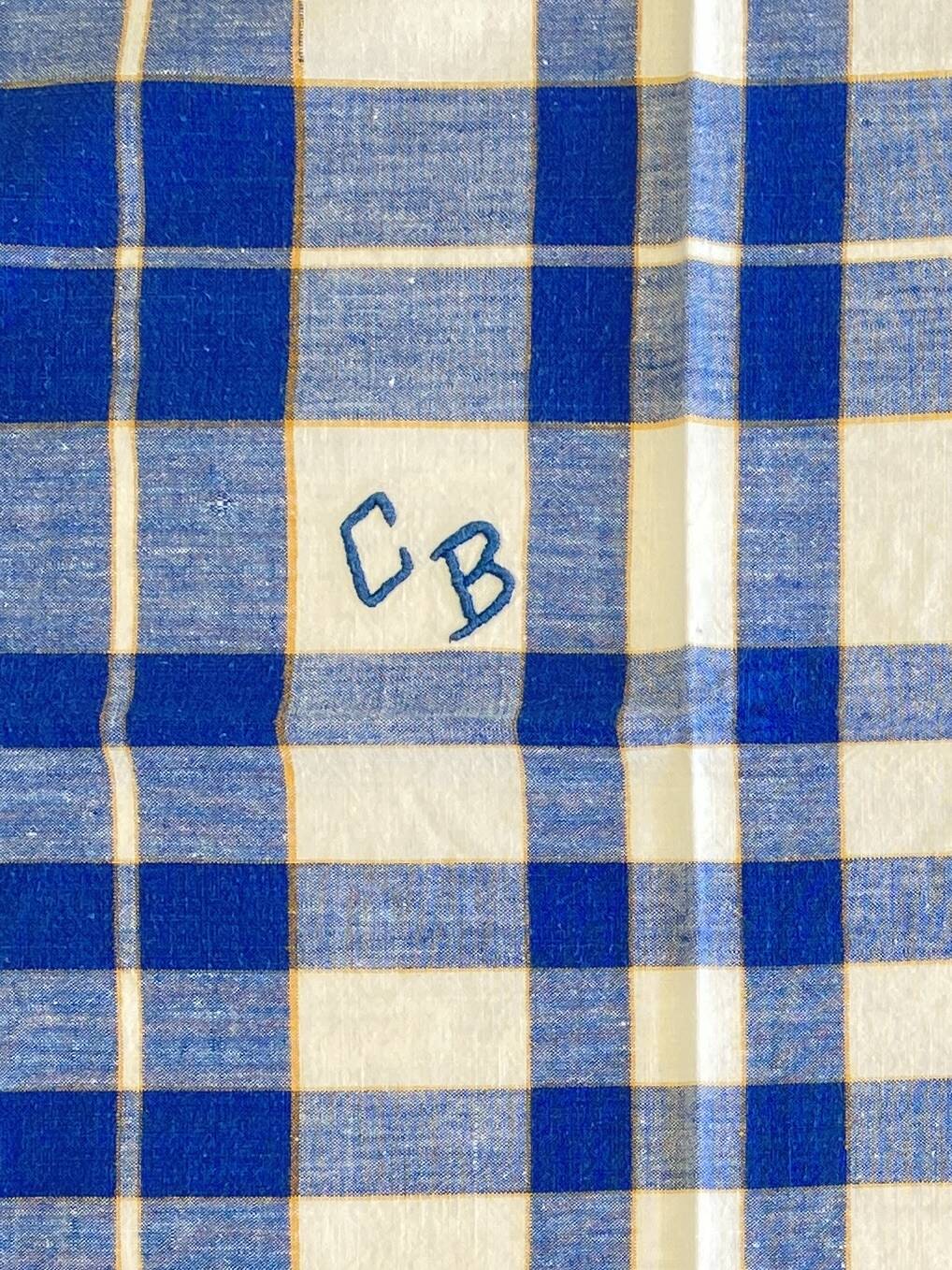 10 antique monogrammed CD napkins - 50x52 cm - Métis