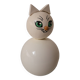 Wooden piggy bank, white cat