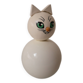 Tirelire en bois, chat blanc