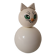 Wooden piggy bank, white cat