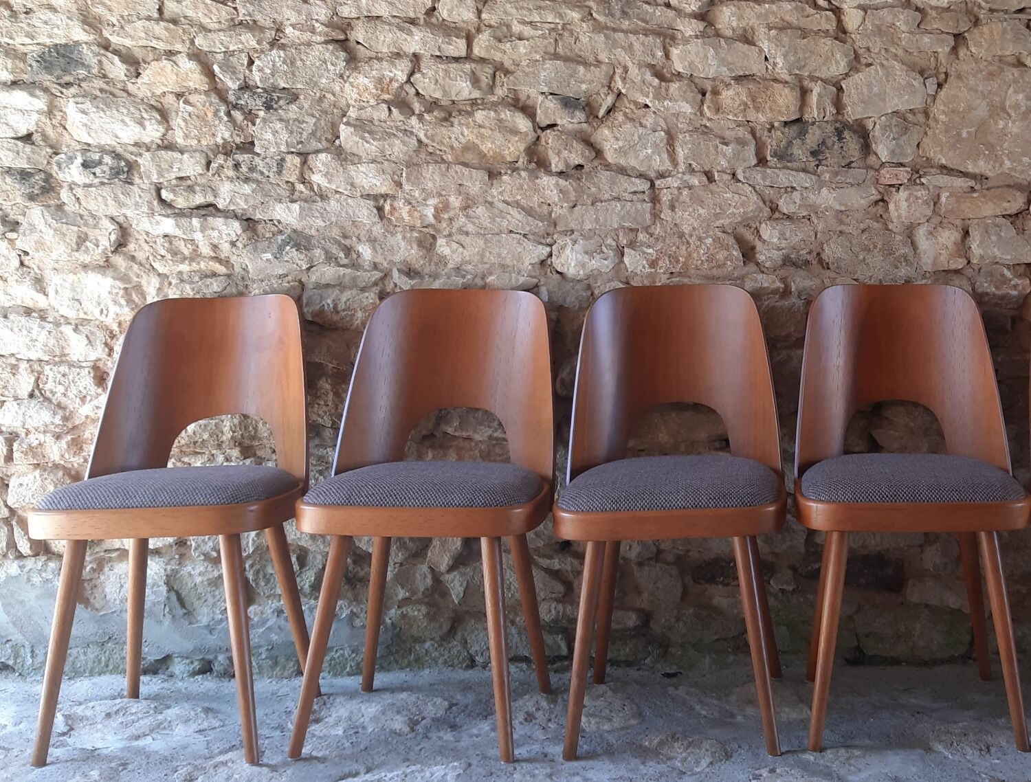 Set 4 chaises TON 515 en hêtre par Oswald Haerdtl 1955