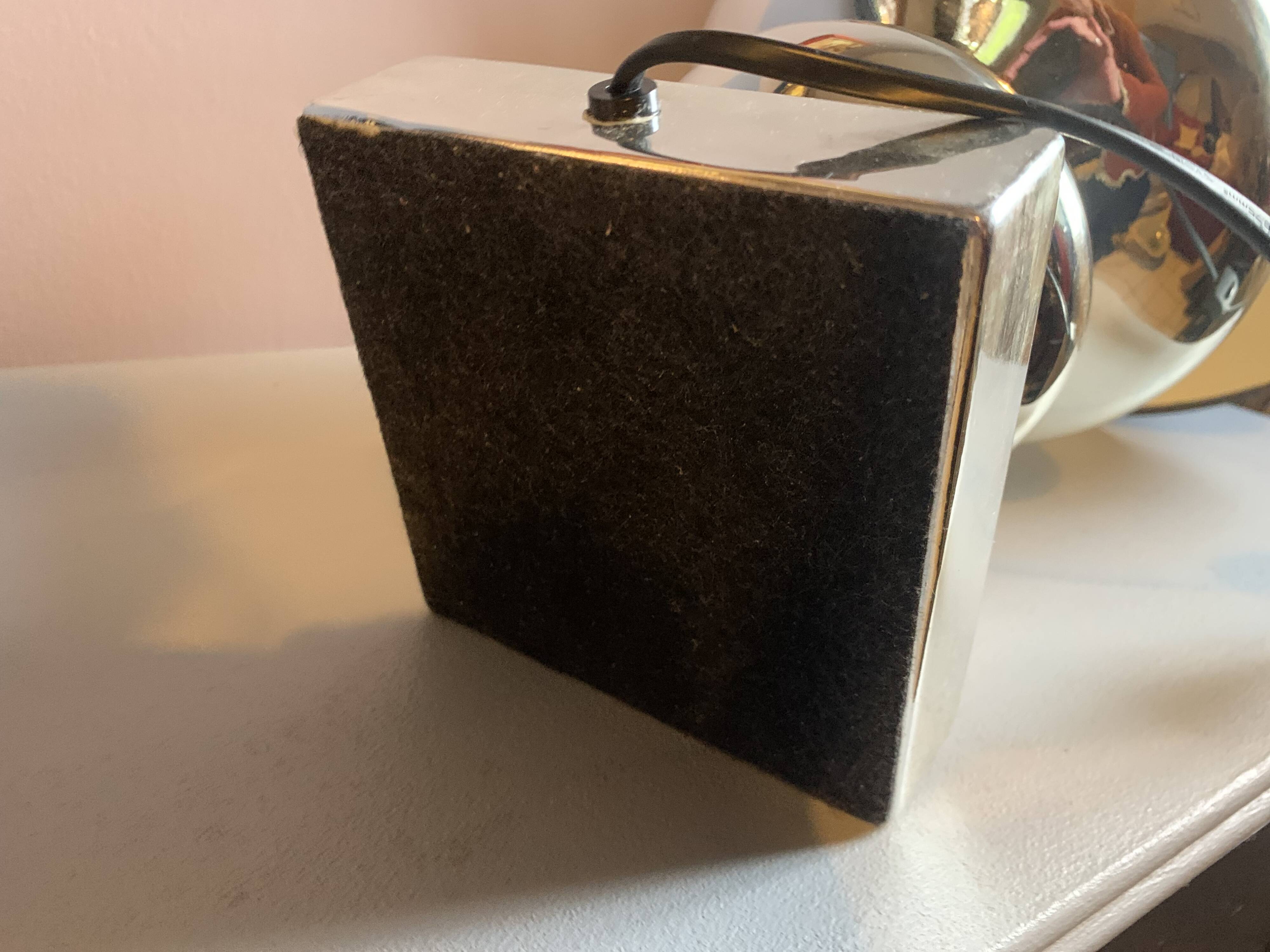 Creation Mathias 1970 modern table lamp in silver glass with lampshade