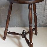 Vintage turned solid wood tripod stool