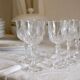 Set of 6 mid-century French crystal wine glasses