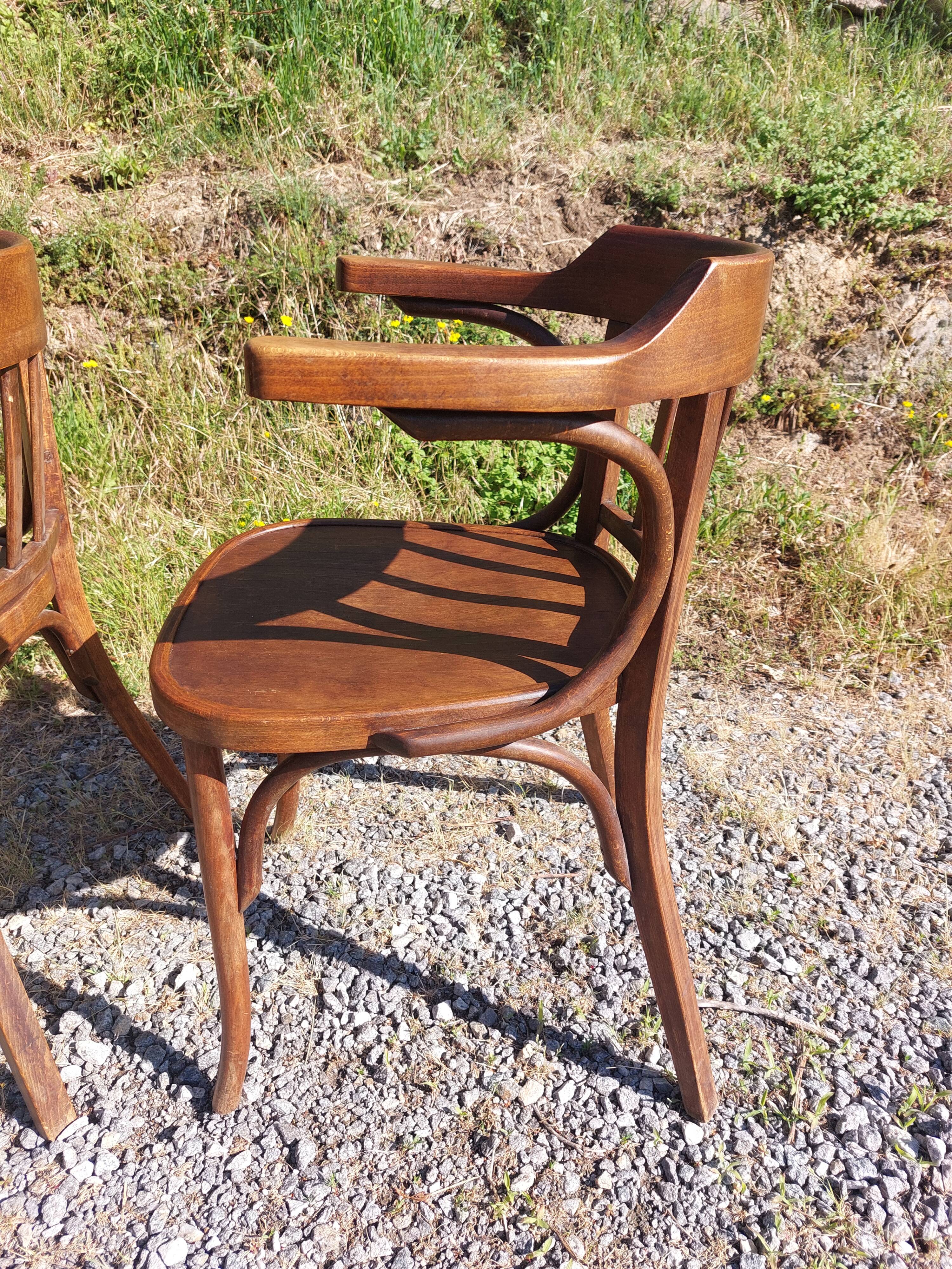 4 fauteuils Baumann en bois courbé