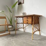 Louis Sognot rattan desk and its chair
