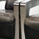 Set of two cowhide leather Aviator design armchairs with aluminium