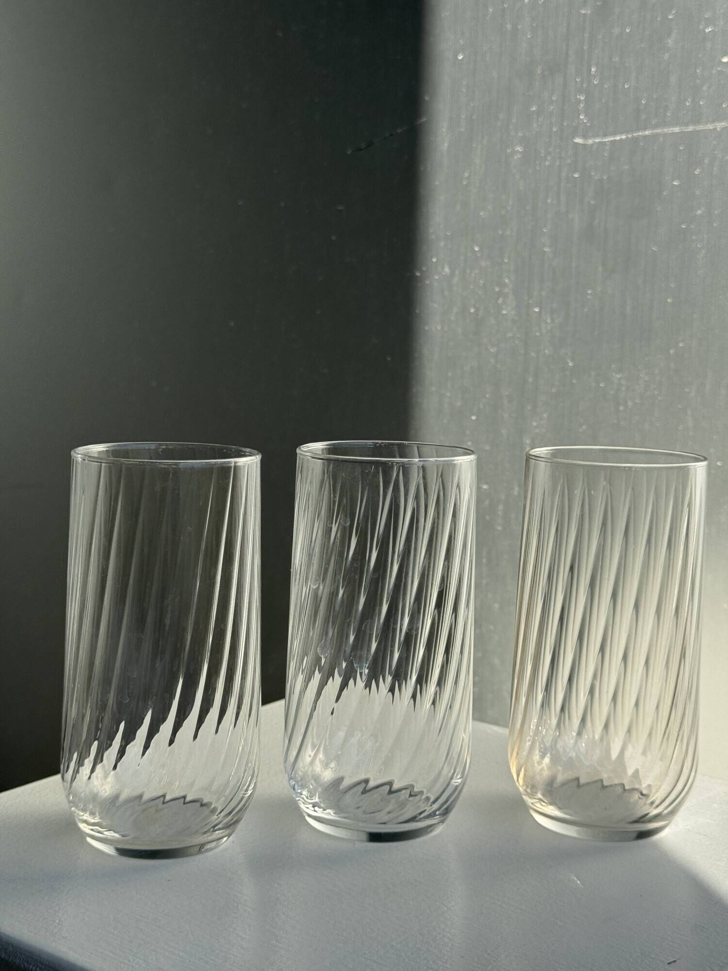 Set of 6 orangeade glasses in ribbed glass