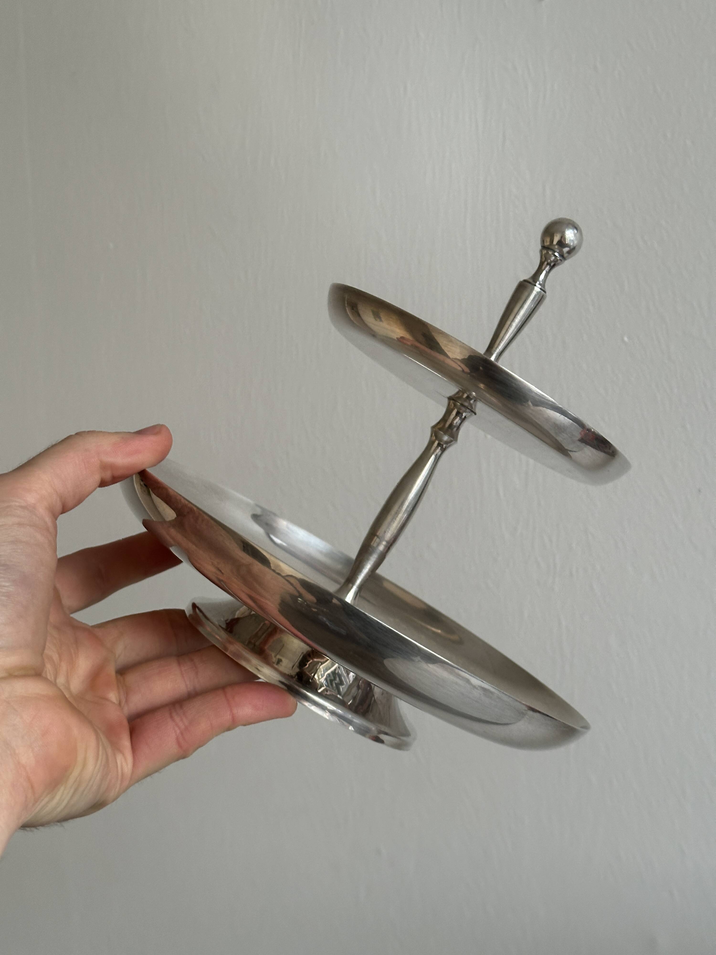 Small silver-plated metal sweets server