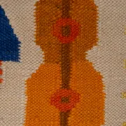 Polish Hand Knotted Square Wall Tapestry ''Musician'' 1960s Poland
