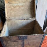 Antique wooden travel trunk, 20th century