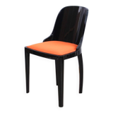Art Deco Chair in Ebonized Wood, Orange Fabric, France, 1930