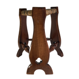 Pair of brutalist neo gothic rush oak tripod stools, France ca 1960s