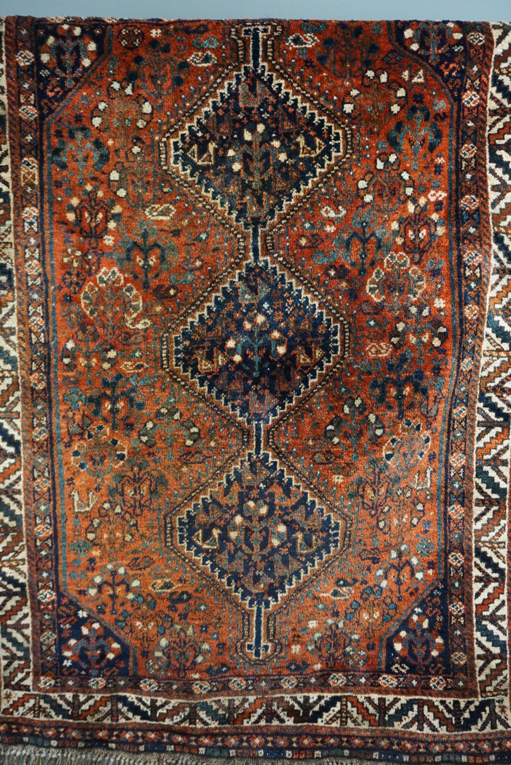 Colorful oriental carpet knotted by hand 190x130cm
