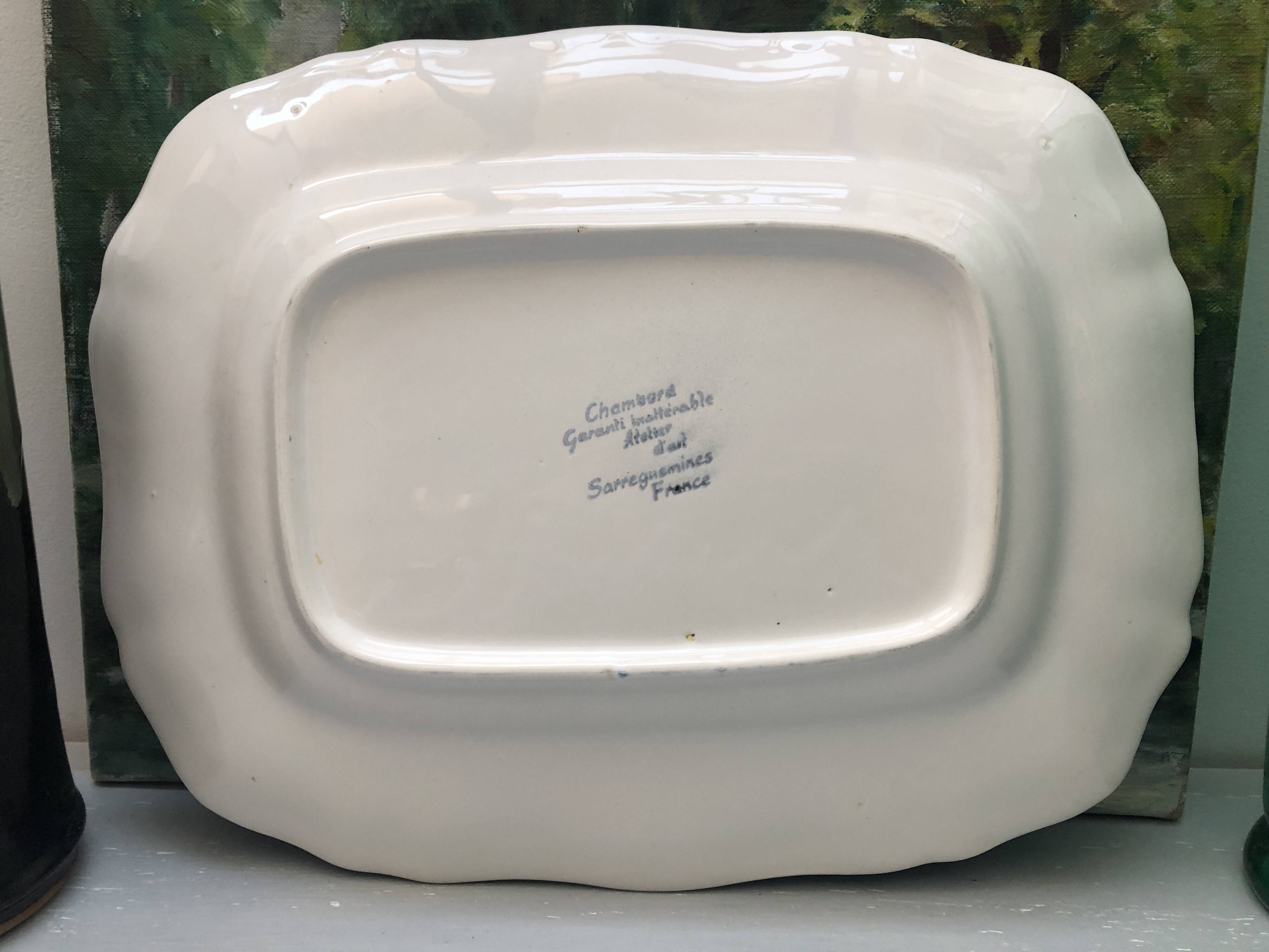 Rectangular dish with gadroons stamped Sarreguemines France, Chambord model