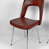 Pair of chairs in chrome and skaï, circa 1960