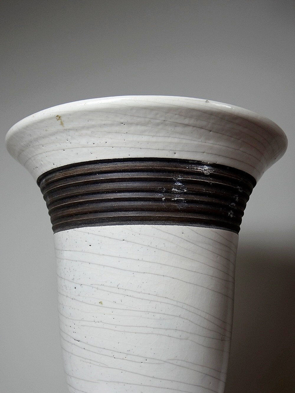 Large modern Raku lamp in beige and brown by Keramos Sèvres - René Hénon