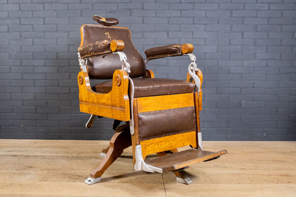 Chaise Barbier Art Déco Chêne et Cuir