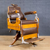 Art Deco Oak and Leather Barber Chair