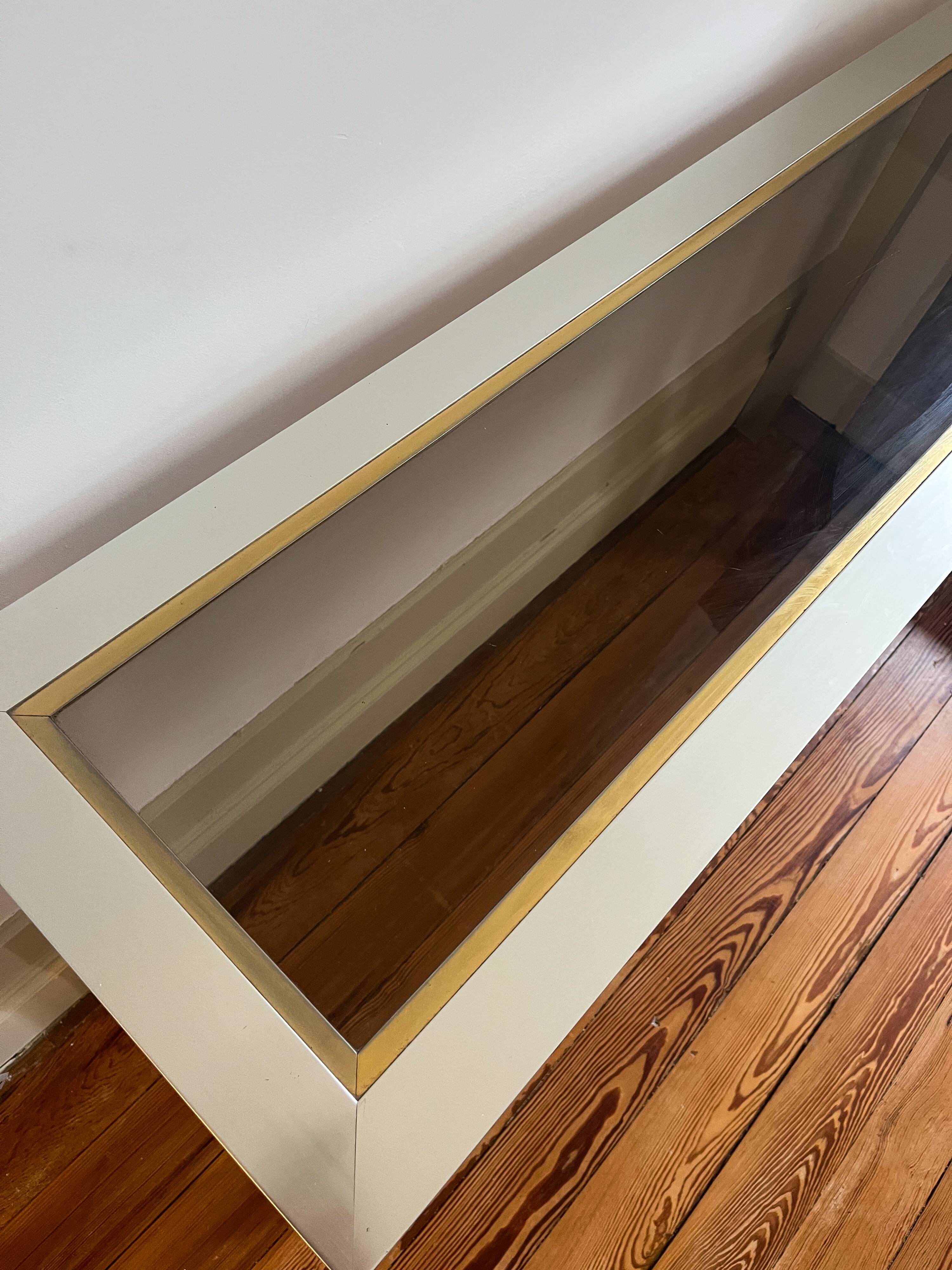 70s stainless steel and glass console