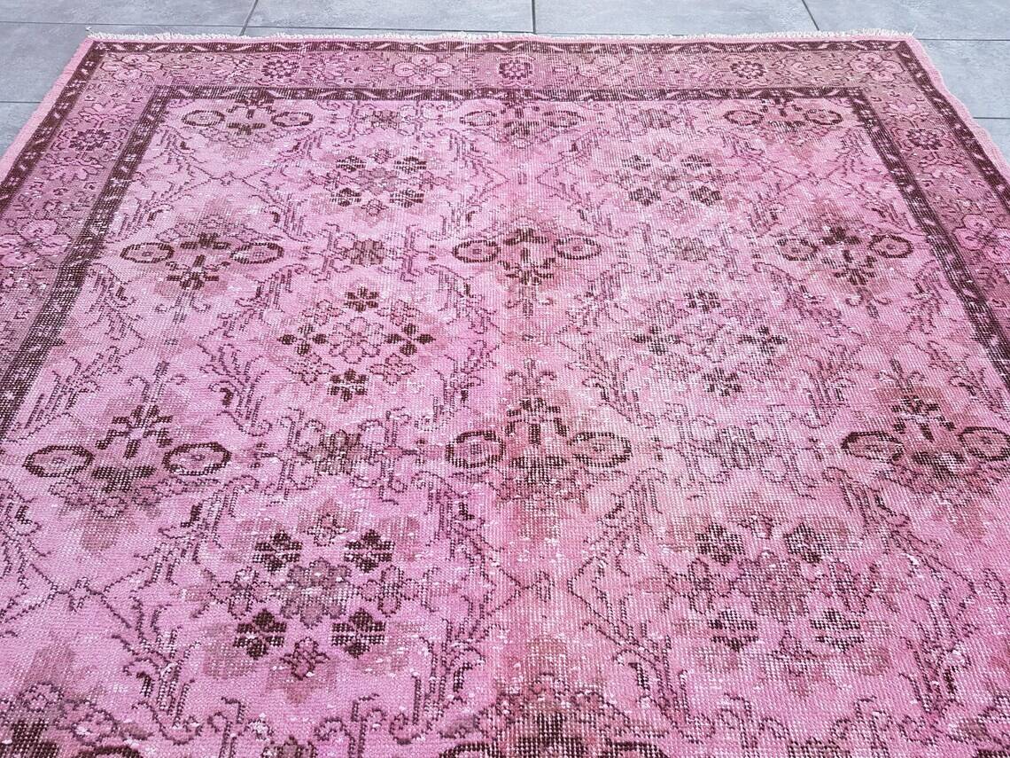 Oushak Turkish Pink Vintage Rug sku 1083