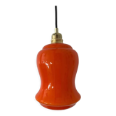 Vintage pendant lamp in electrified orange opaline to nine