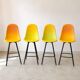 Lot de 4 tabourets de bar design sculptural – coques texturées bicolor
