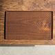 Rectangular solid teak tray with carved edges 40x25