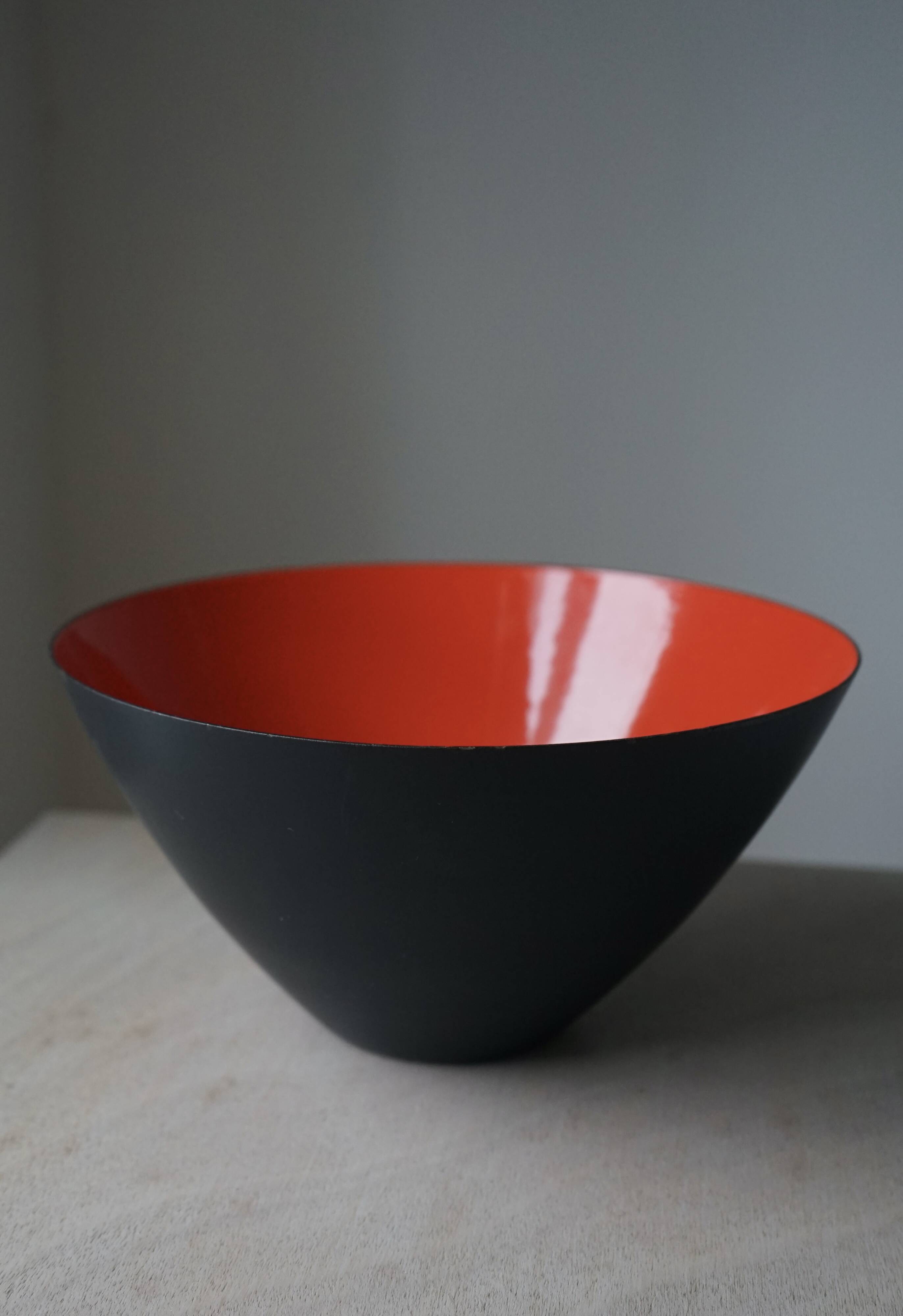 Black and Red Krenit Bowl by Herbert Krenchel, Denmark