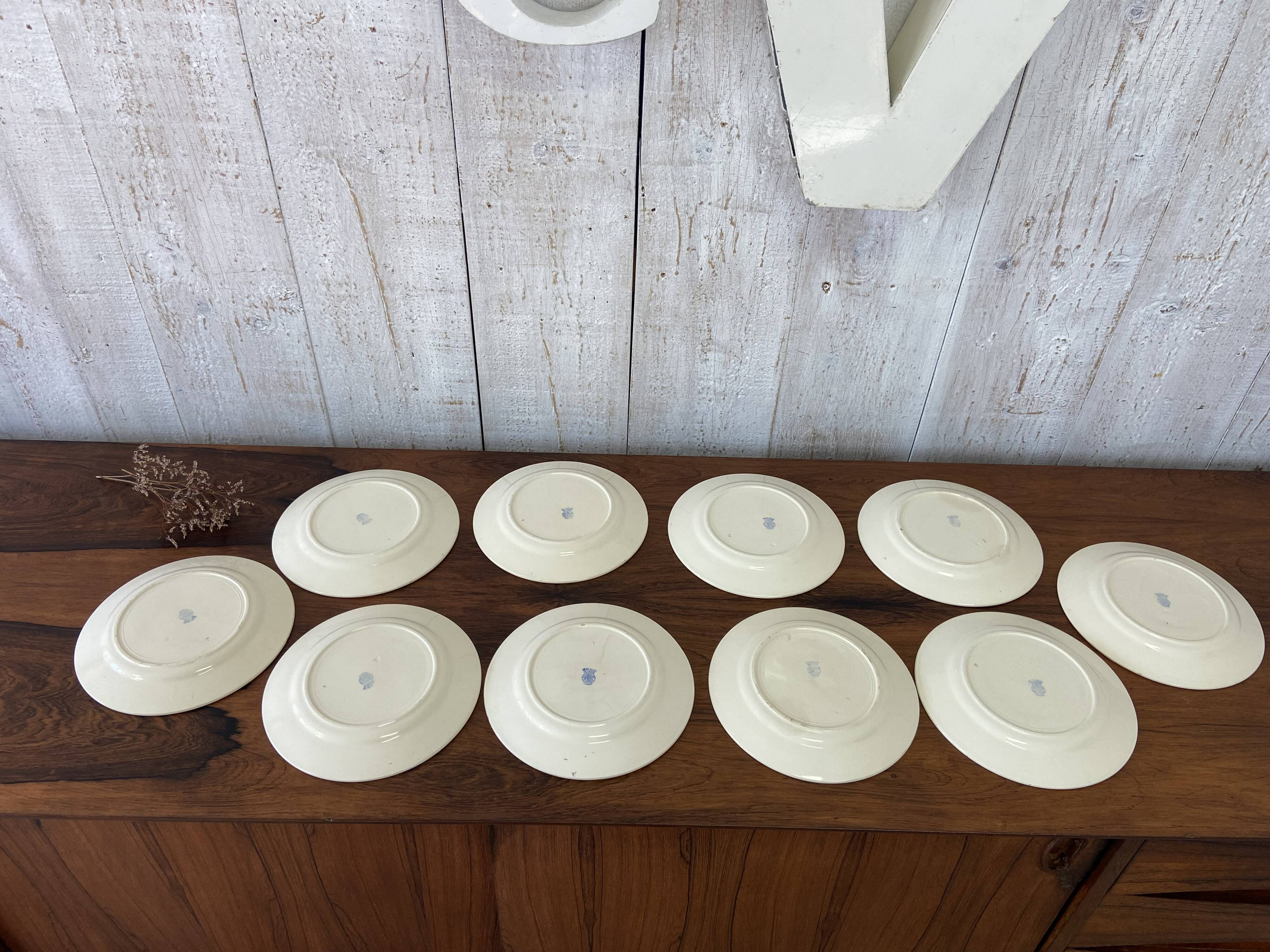 10 plates, 20cm diameter, "Rose" pattern