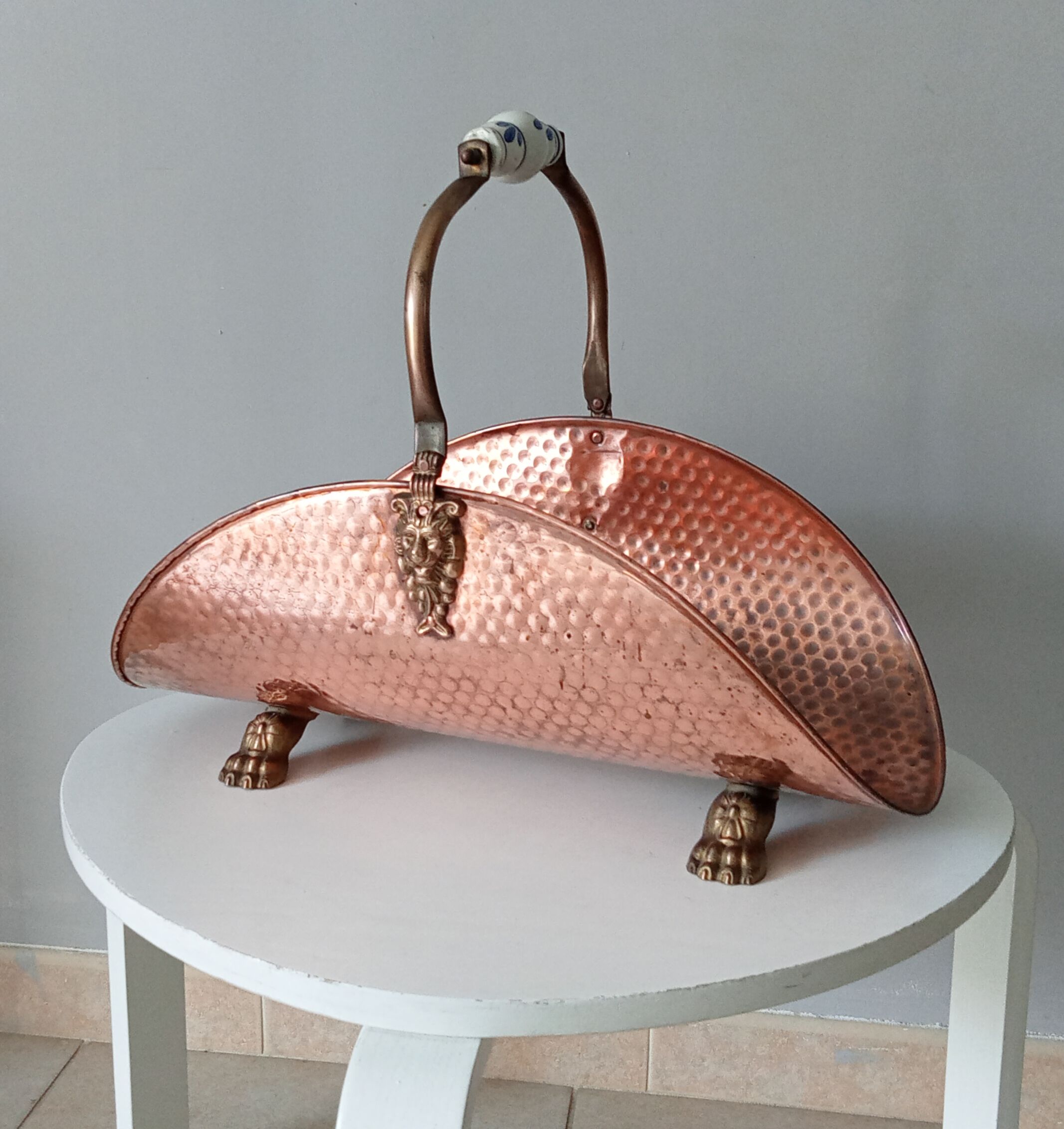 Old log holder in copper and brass