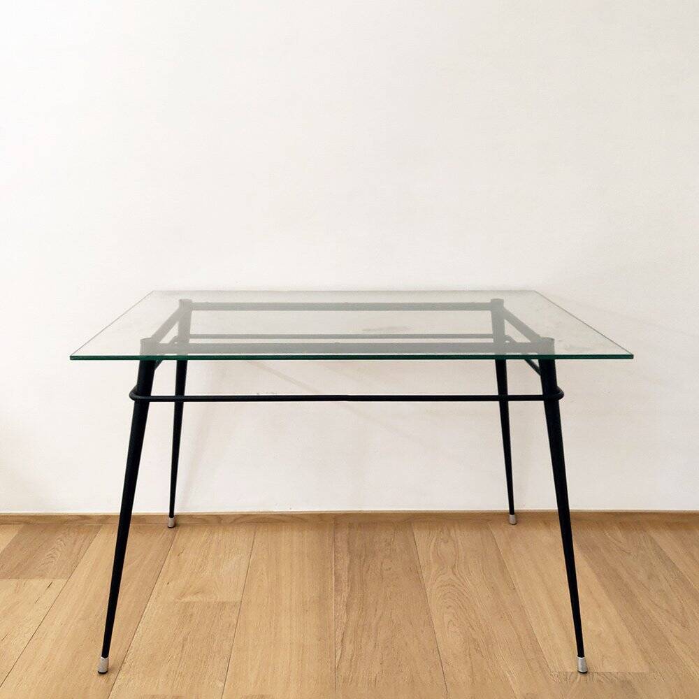 Metal and Glass Dining Table, 1970s
