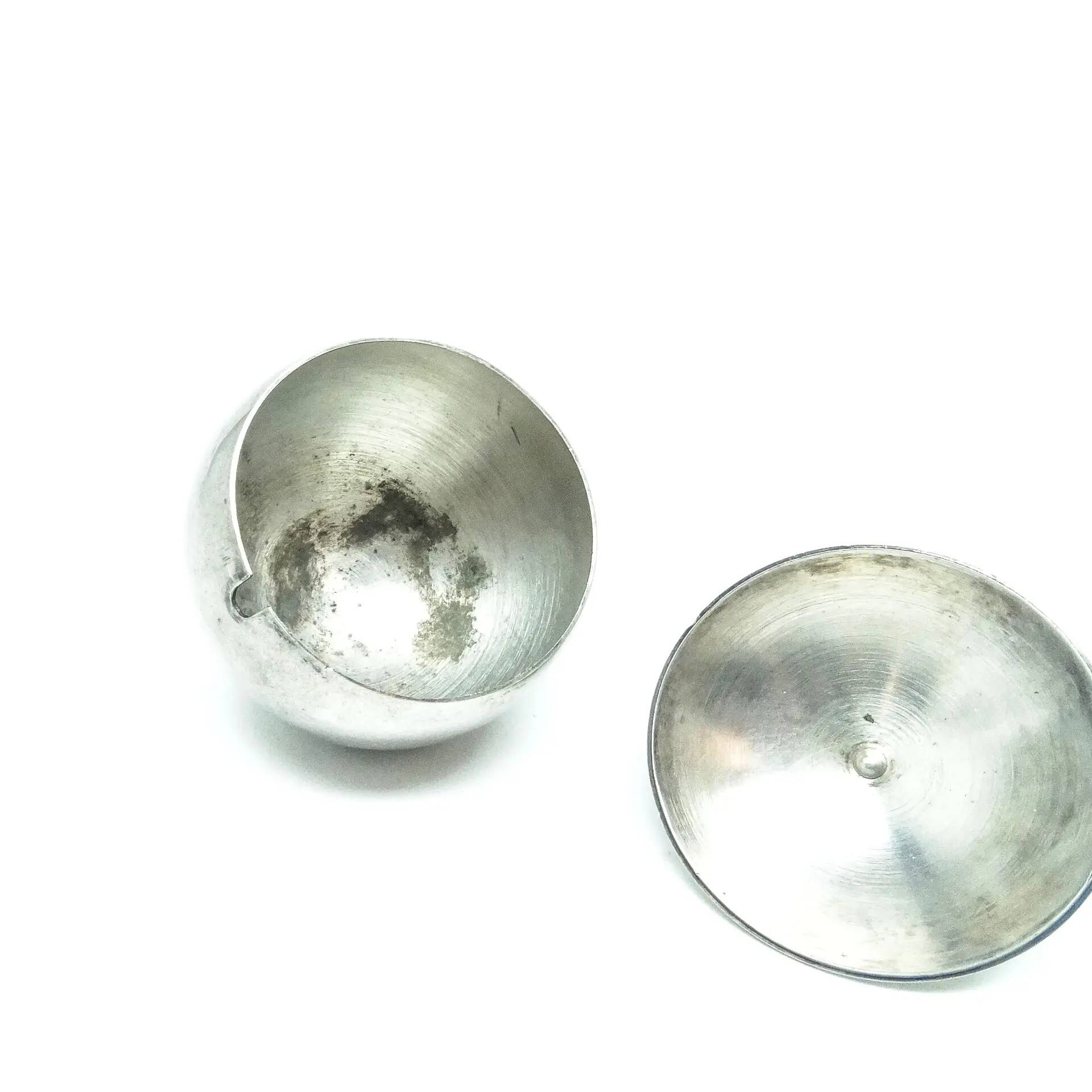 Mid-century modern sugar bowl, silver-plated brass, HEFRA, Poland, 1960s