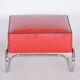 Modern Tubular Stool in Red Leather and Chrome-Plated Steel from Slezák, 1930s