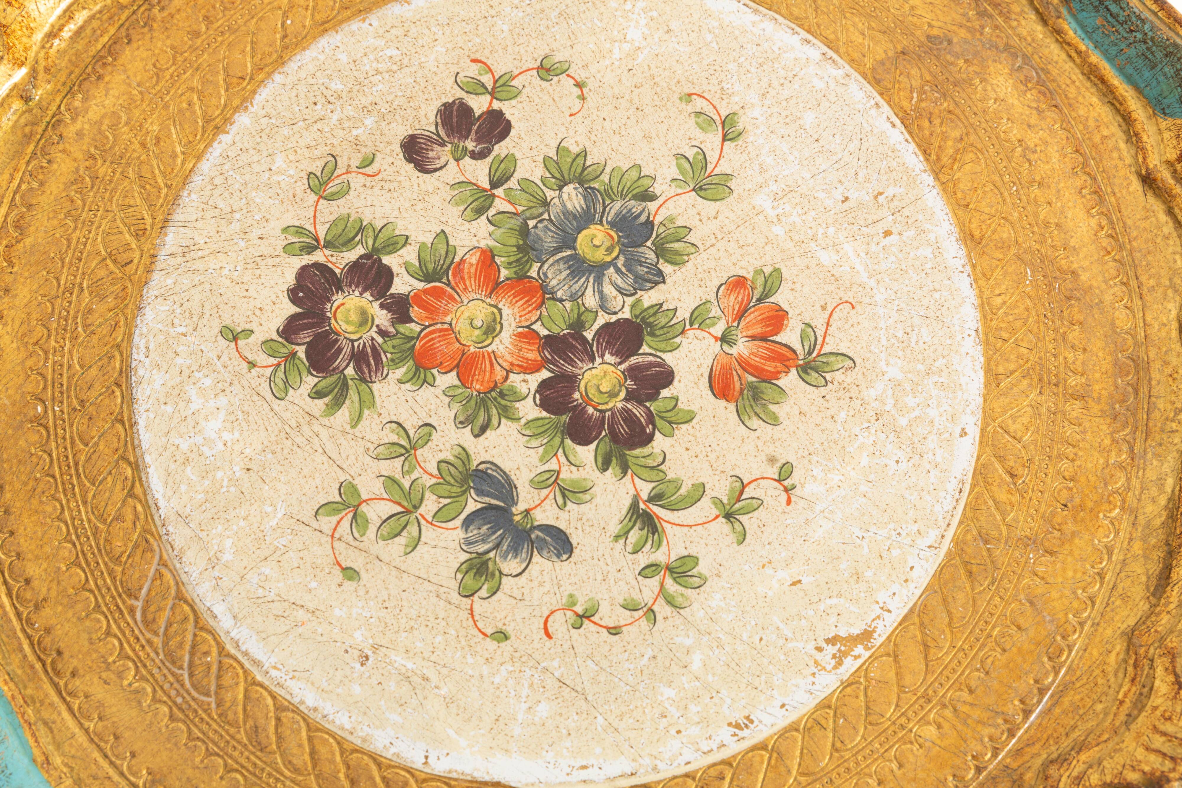Vintage light blue decorative wooden plate, Italy, 1960s.