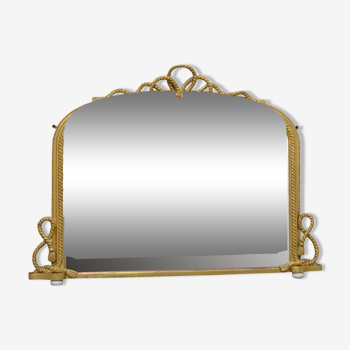 Miroir de cheminée victorien en bois doré 126x91cm