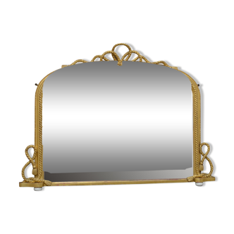 Miroir de cheminée victorien en bois doré 126x91cm