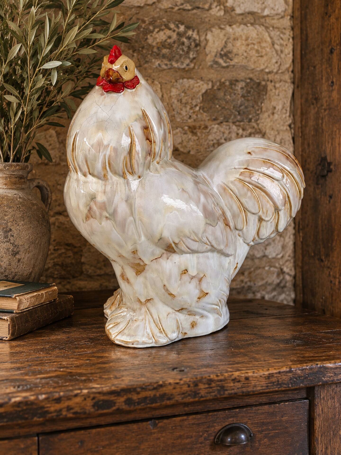 Vintage glazed ceramic rooster