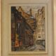 Painting on cardboard alley in Paris or Rouen