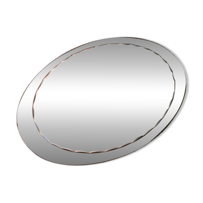 Miroir ovale biseauté seventies