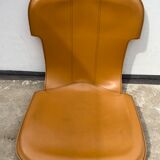 Lot 4 Italian chairs, Cidue camel leather and chrome 1970