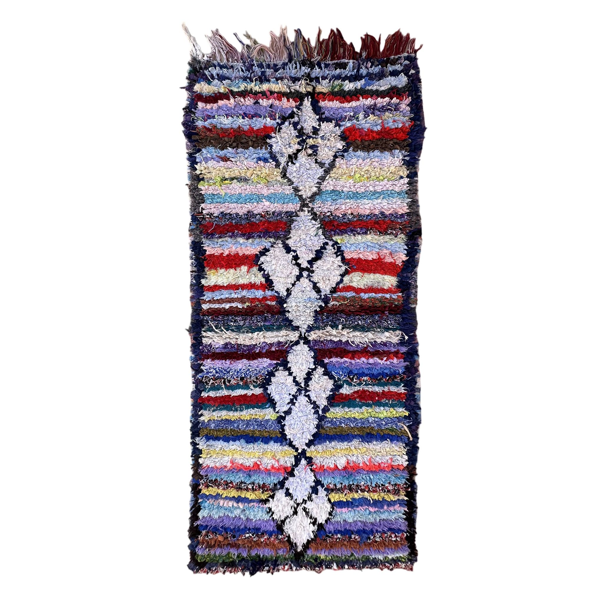 Tapis Berbère Boucherouite coloré - 80 x 189 cm