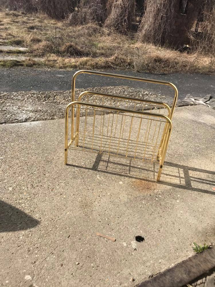 Mid-century brass magazine rack