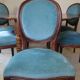 6 walnut and velvet medallion chairs, Louis XVI style