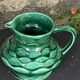 Carafe, pitcher in enamelled ceramic, slip, green, numbered 6183, vintage