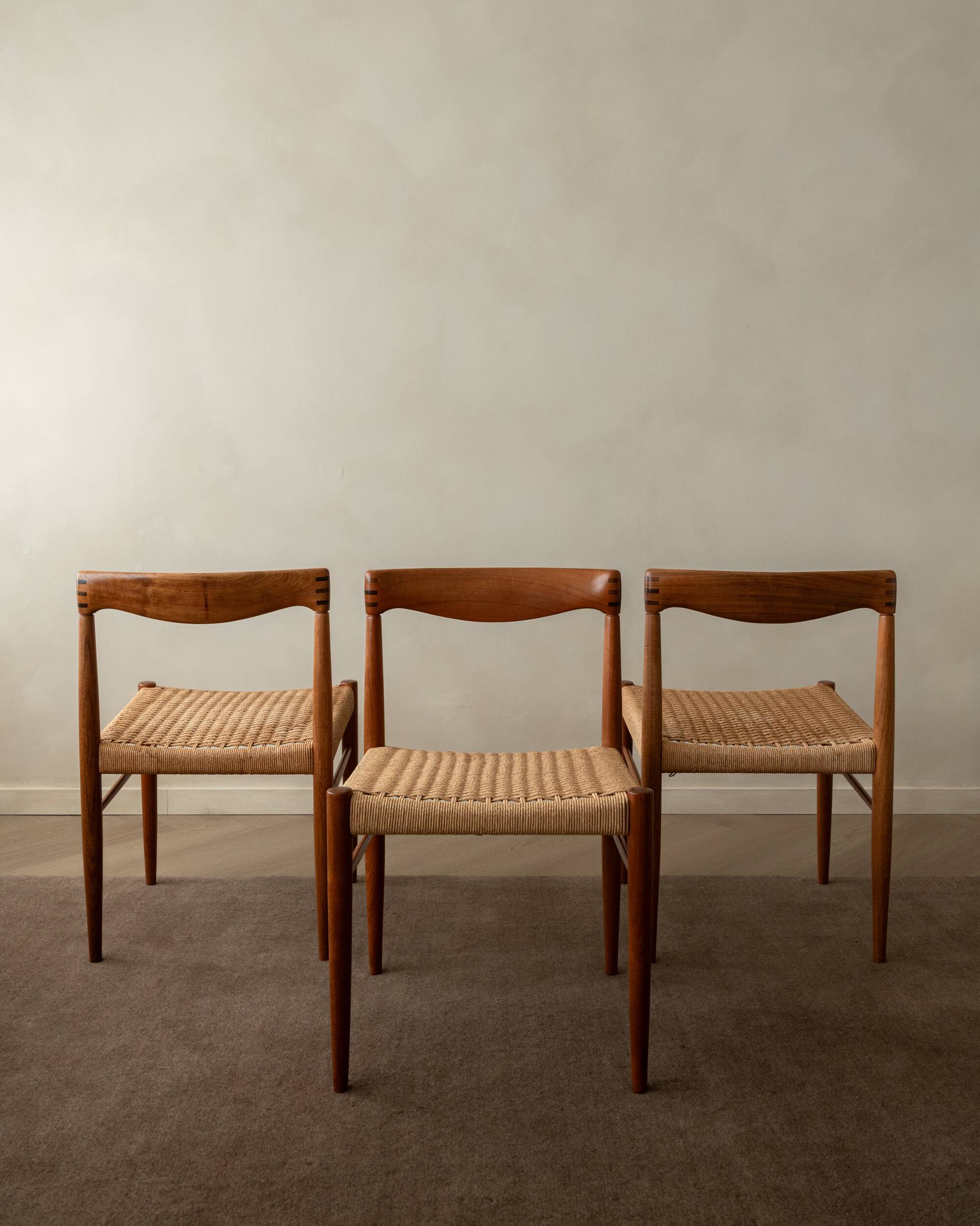 Chaises de salle à manger vintage en teck danois par H.W. Klein pour Bramin, années 1960, ensemble de 3