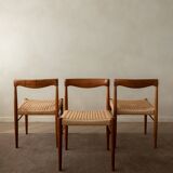 Chaises de salle à manger vintage en teck danois par H.W. Klein pour Bramin, années 1960, ensemble de 3