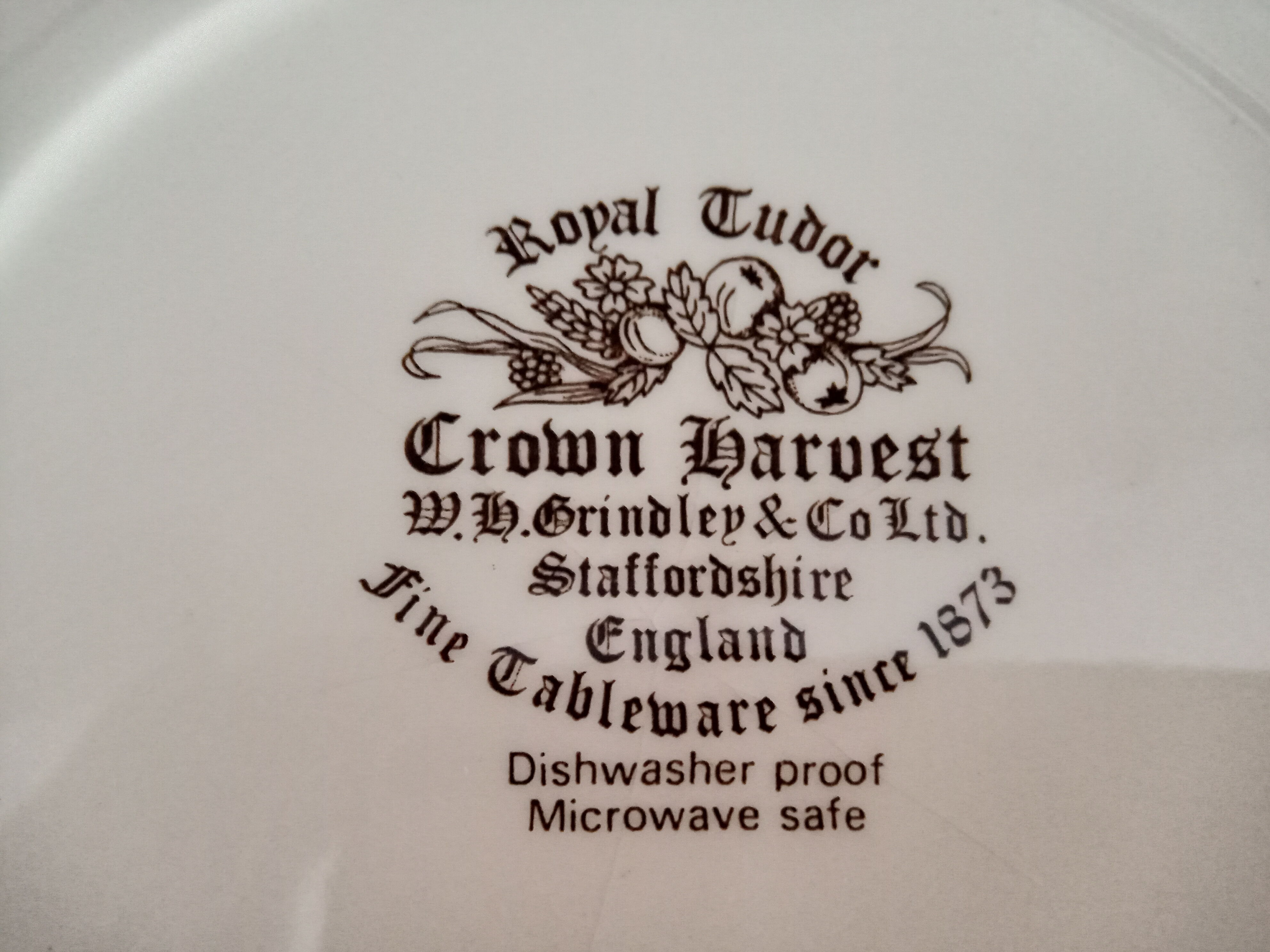 Plat rond anglais vintage décor automnal "Royal Tudor Crown Harvest Grindley & Co Ltd Staffordshire
