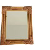 1960s Mid-Century Bamboo & Rattan Mirror in French Riviera Style