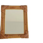 Miroir en bambou et rotin des années 1960 dans le style de la Côte d'Azur